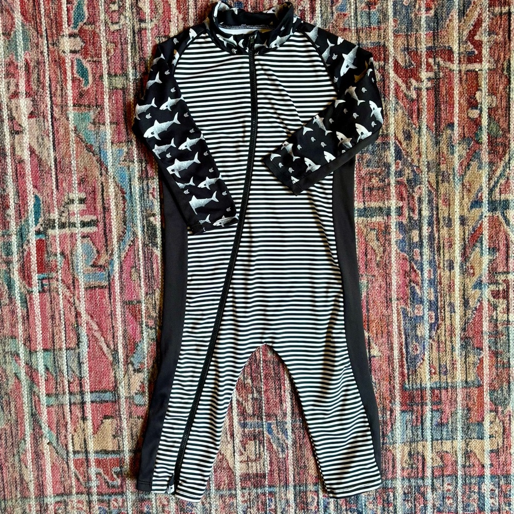 Stonz UV Protection Shark Print Sun Suit, 2T